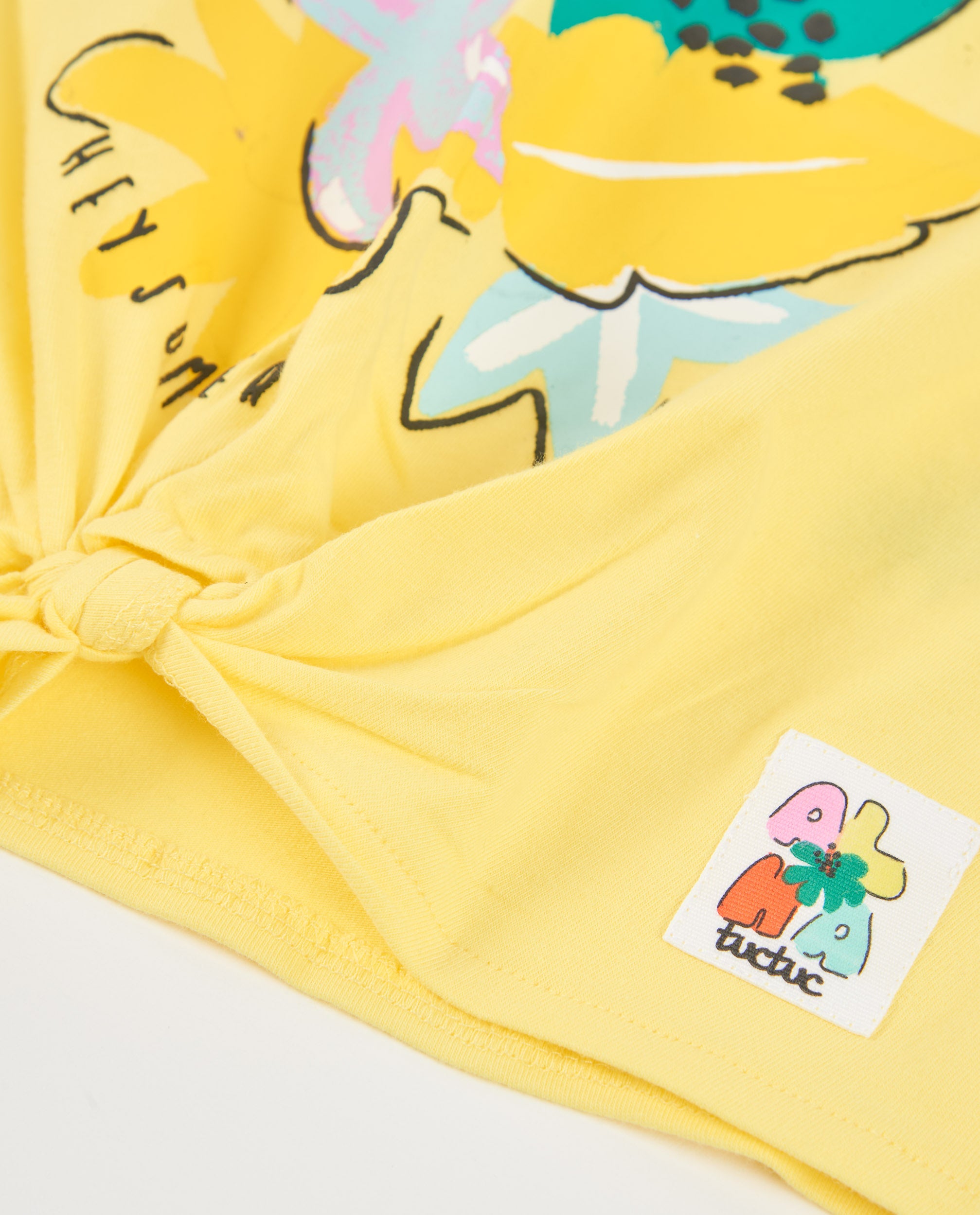 TucTuc Magliette T-shirt maglia gialla bambina fiori nodo