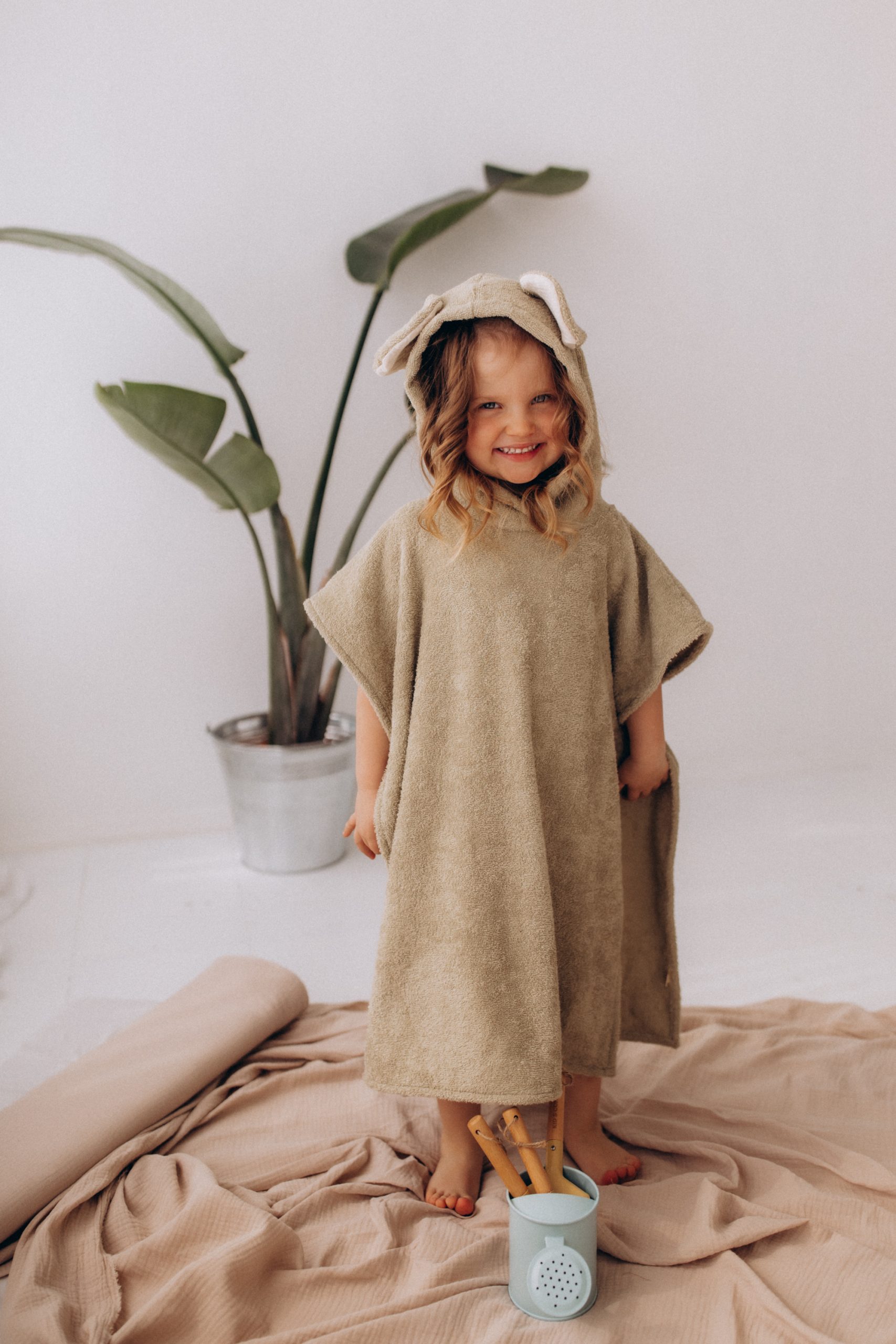 Woolly Organic After Bath poncho bimbo orecchie topo cotone bio