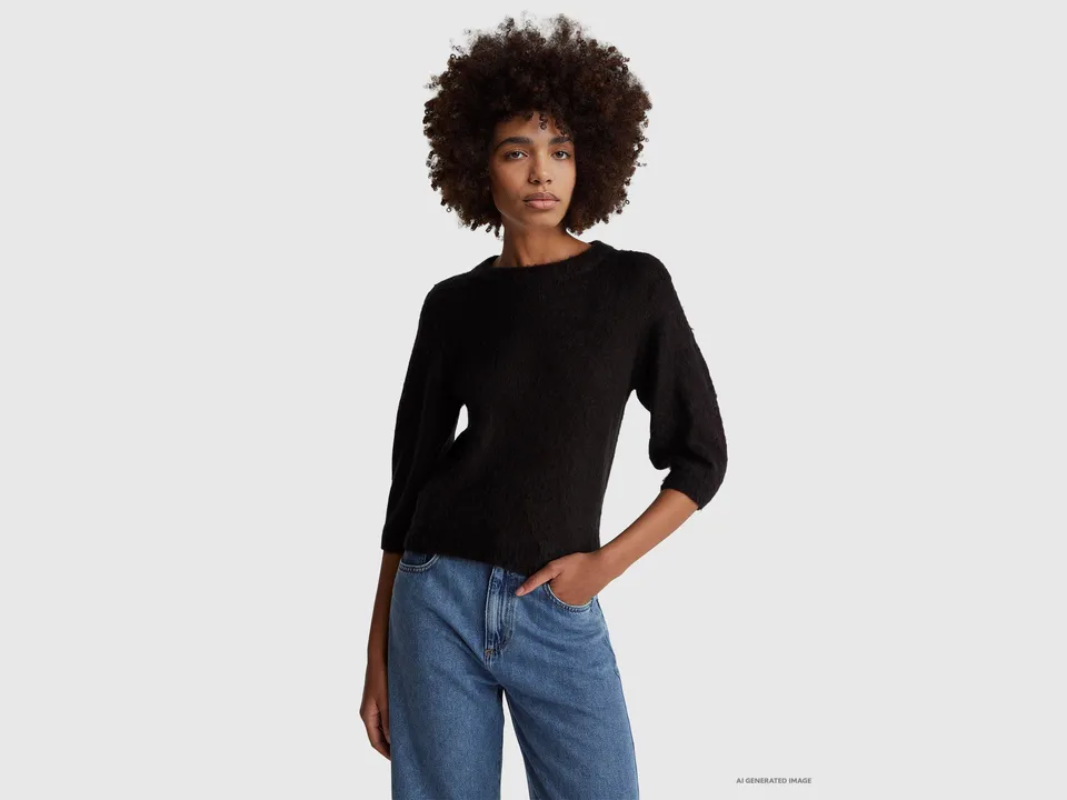 United Colors of Benetton Maglione Manica Corta Mohair Caldo