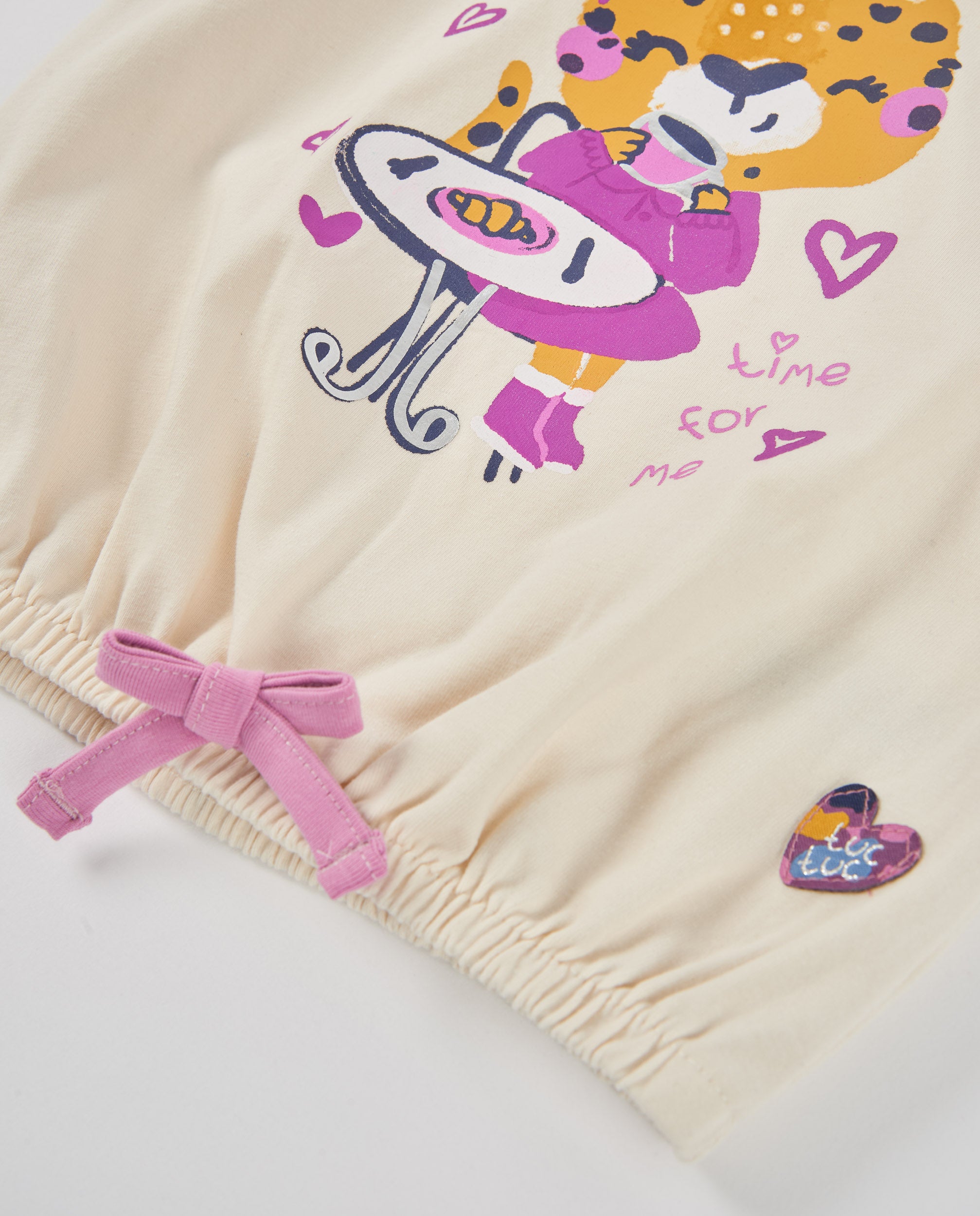 TucTuc Magliette t-shirt bambina crudo leopardo fiocco