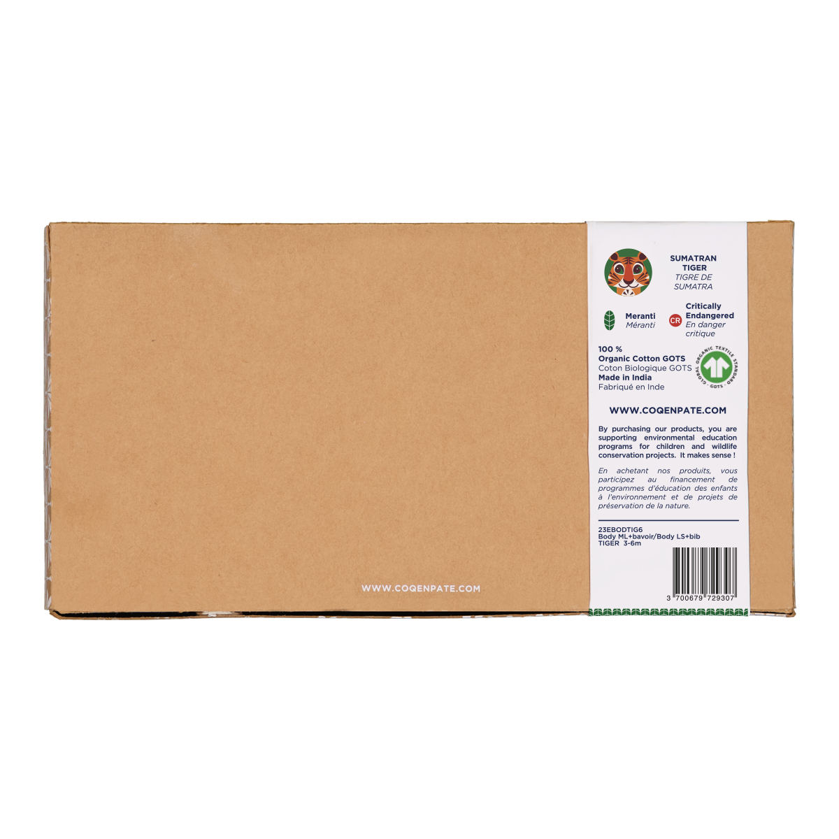Coq en Pâte Set Nascita Body + Bavaglino Tigre 3-6 Mesi Cotone