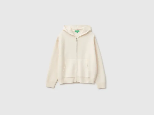 United Colors of Benetton Zip-up hooded jumper felpa lana taglia M