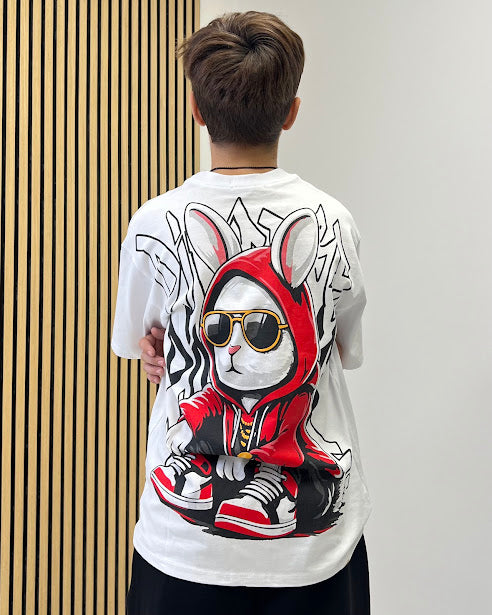 Sottosopra T-Shirt Stampa Retro Coniglio Maglietta Nero 12 Anni