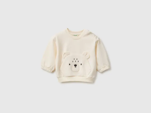 United Colors of Benetton Sweatshirt with animal pocket felpa cotone 56