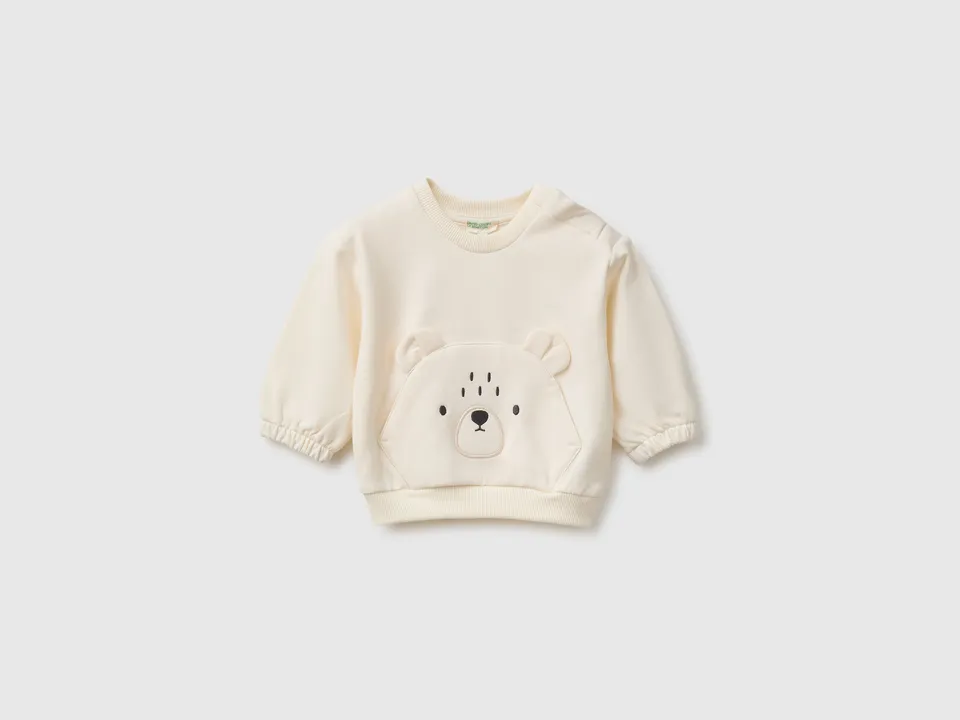 United Colors of Benetton Sweatshirt with animal pocket felpa cotone 56