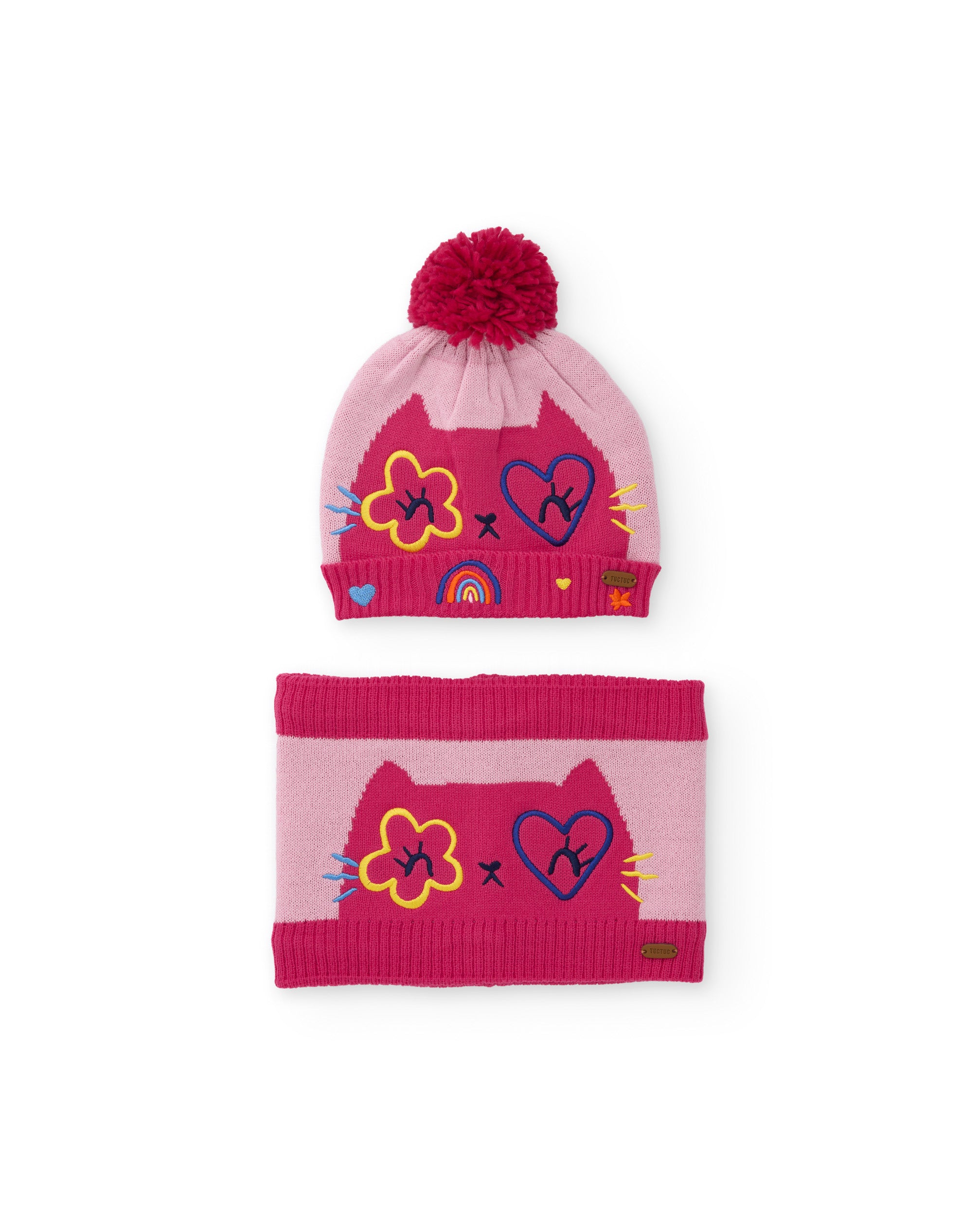 TucTuc Accessori Set bambina berretto scaldacollo fucsia