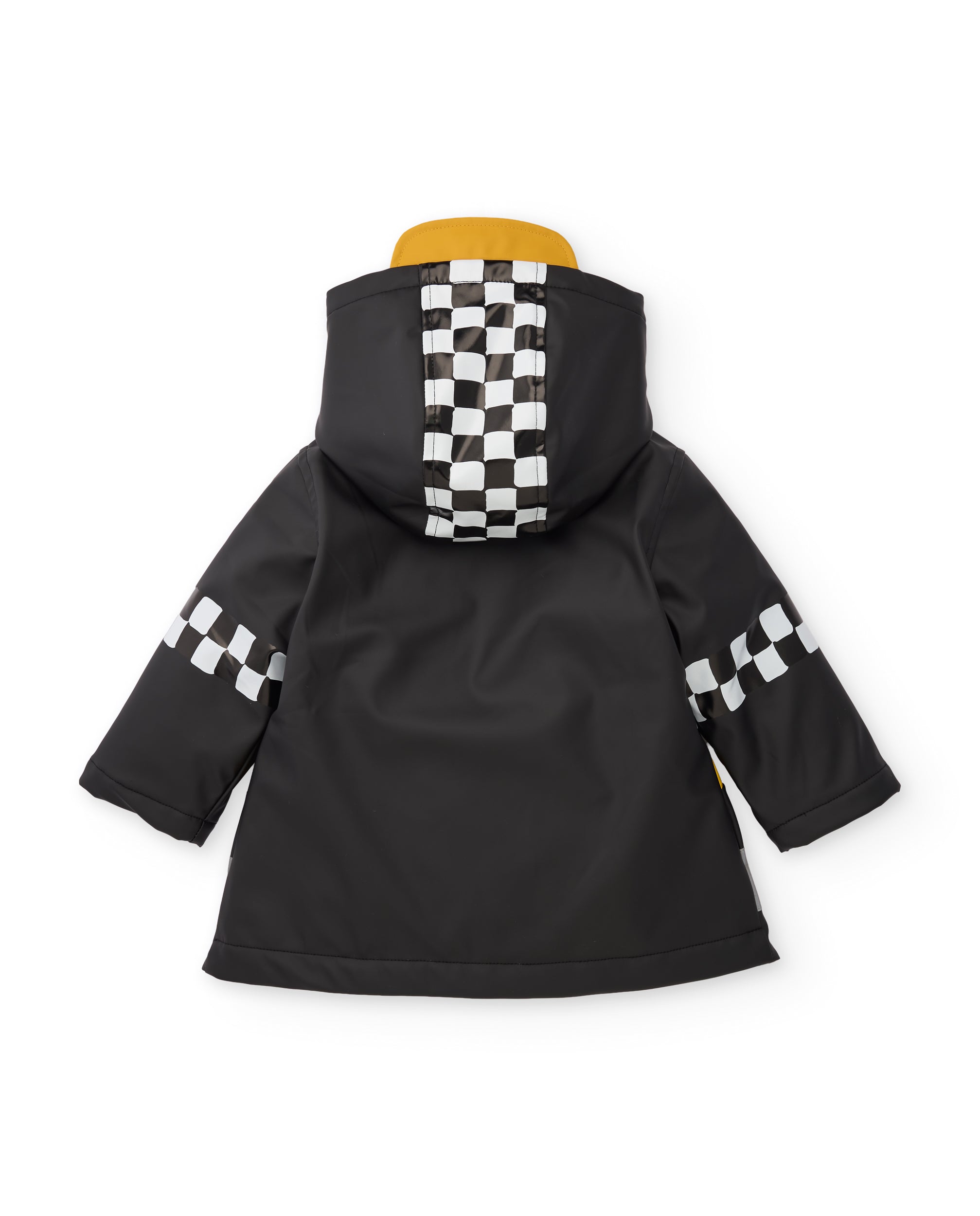 TucTuc Cappotti impermeabile bimbo nero motivo taxi cappuccio