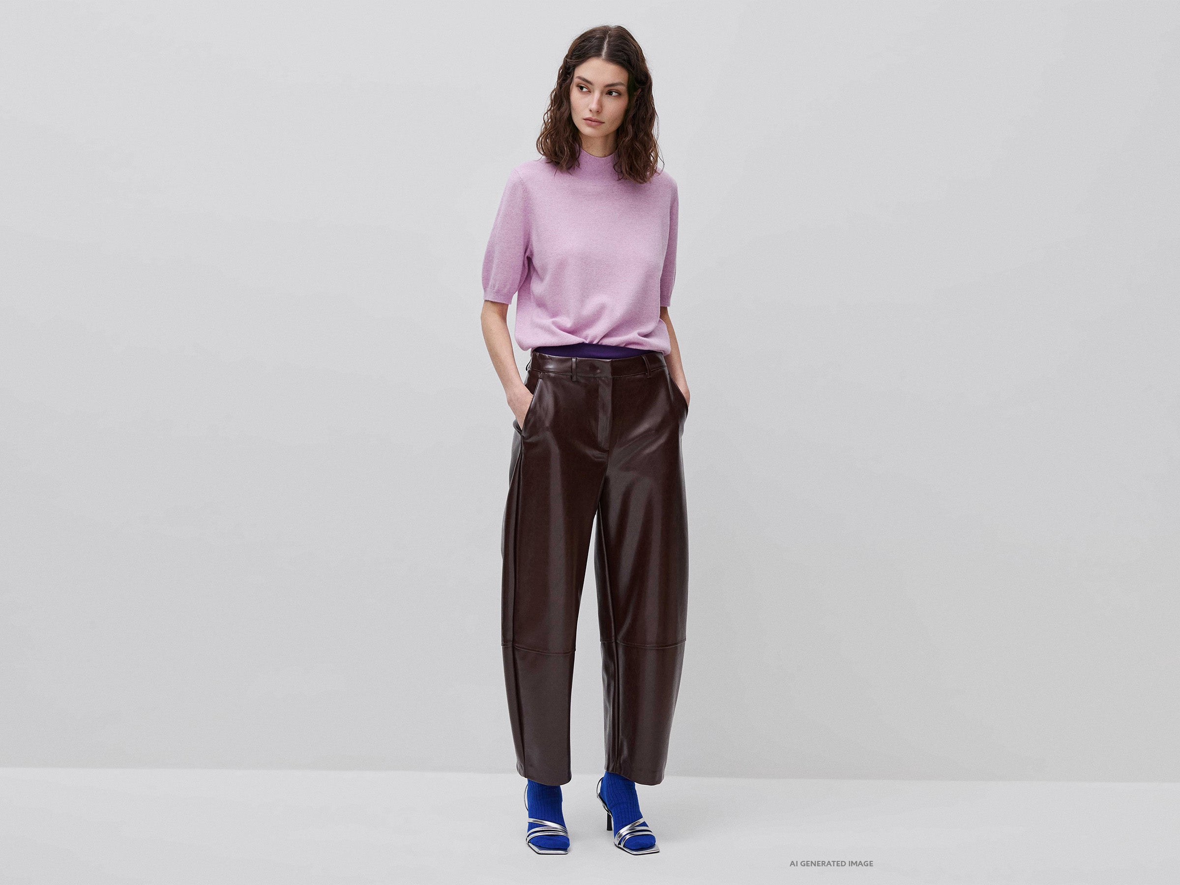 United Colors of Benetton Trousers barrel rivestito 42