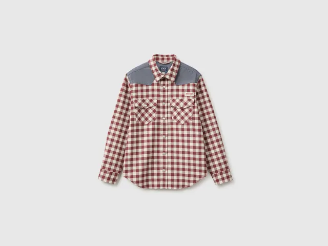 United Colors of Benetton Camicia Flanella Quadri Oversize S Cotone