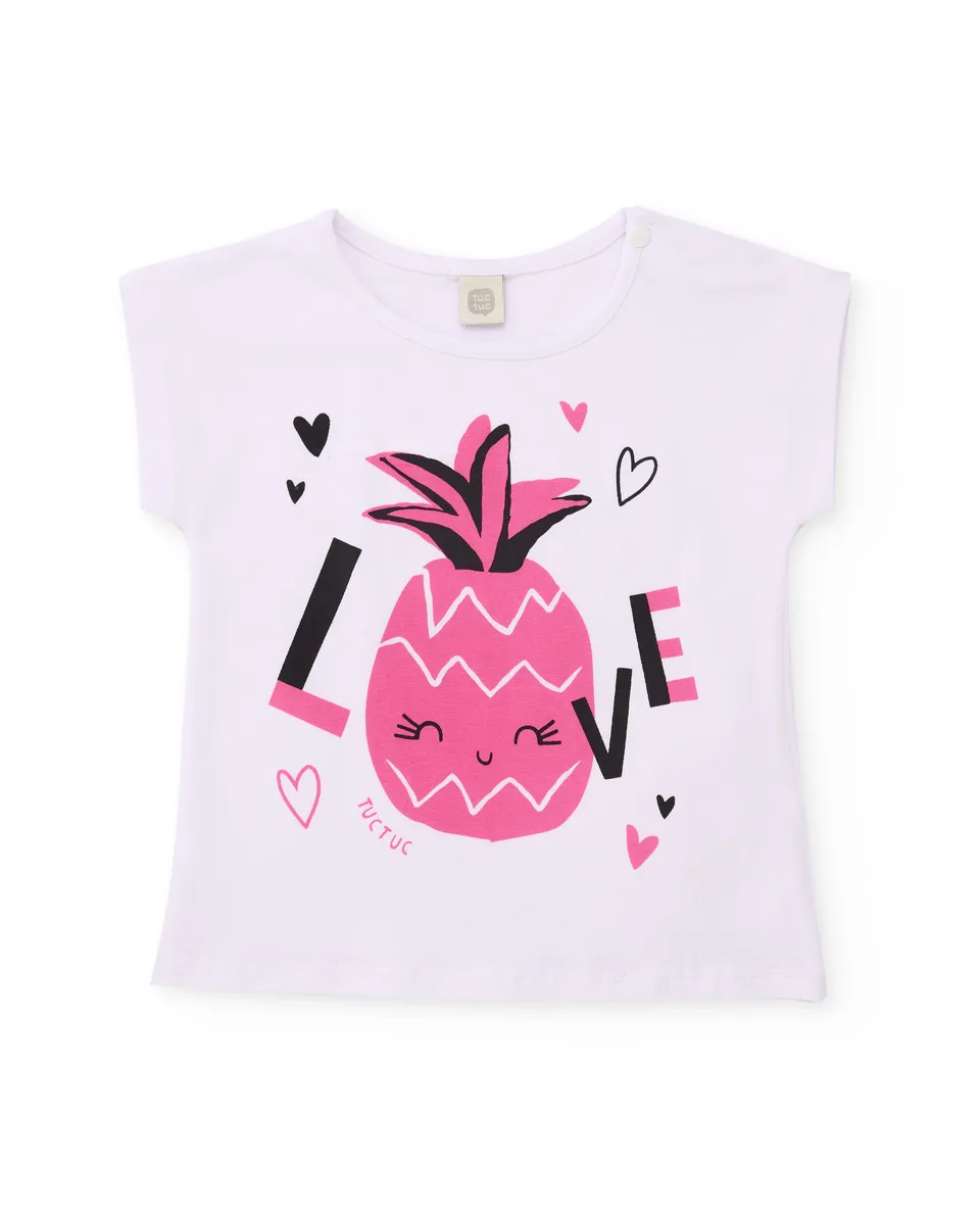 TucTuc Magliette t-shirt ananas bianca cotone