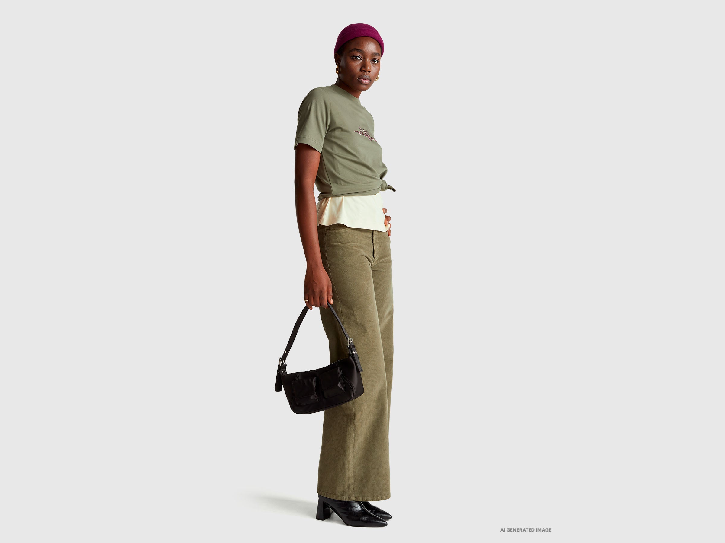 United Colors of Benetton pantaloni velluto wide fit cotone