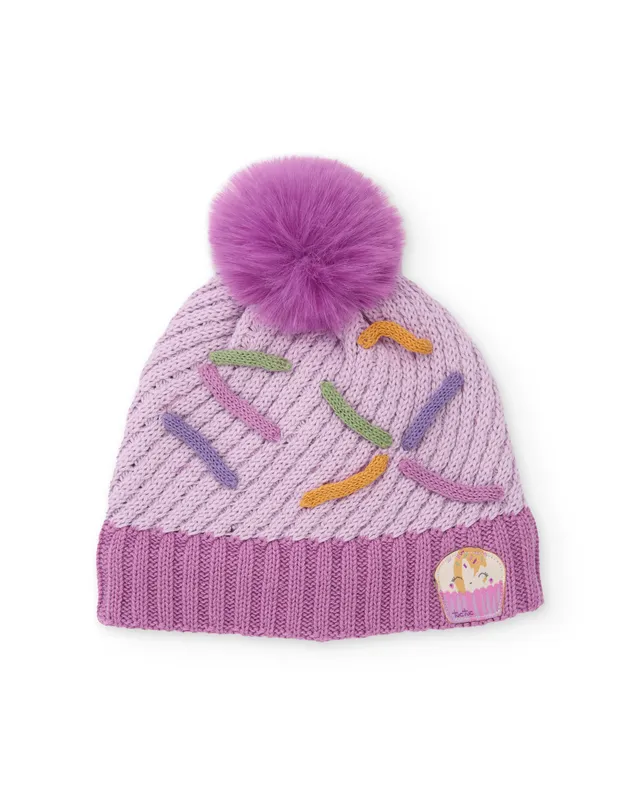 TucTuc Accessori cappellino neonato lilla maglia pompon