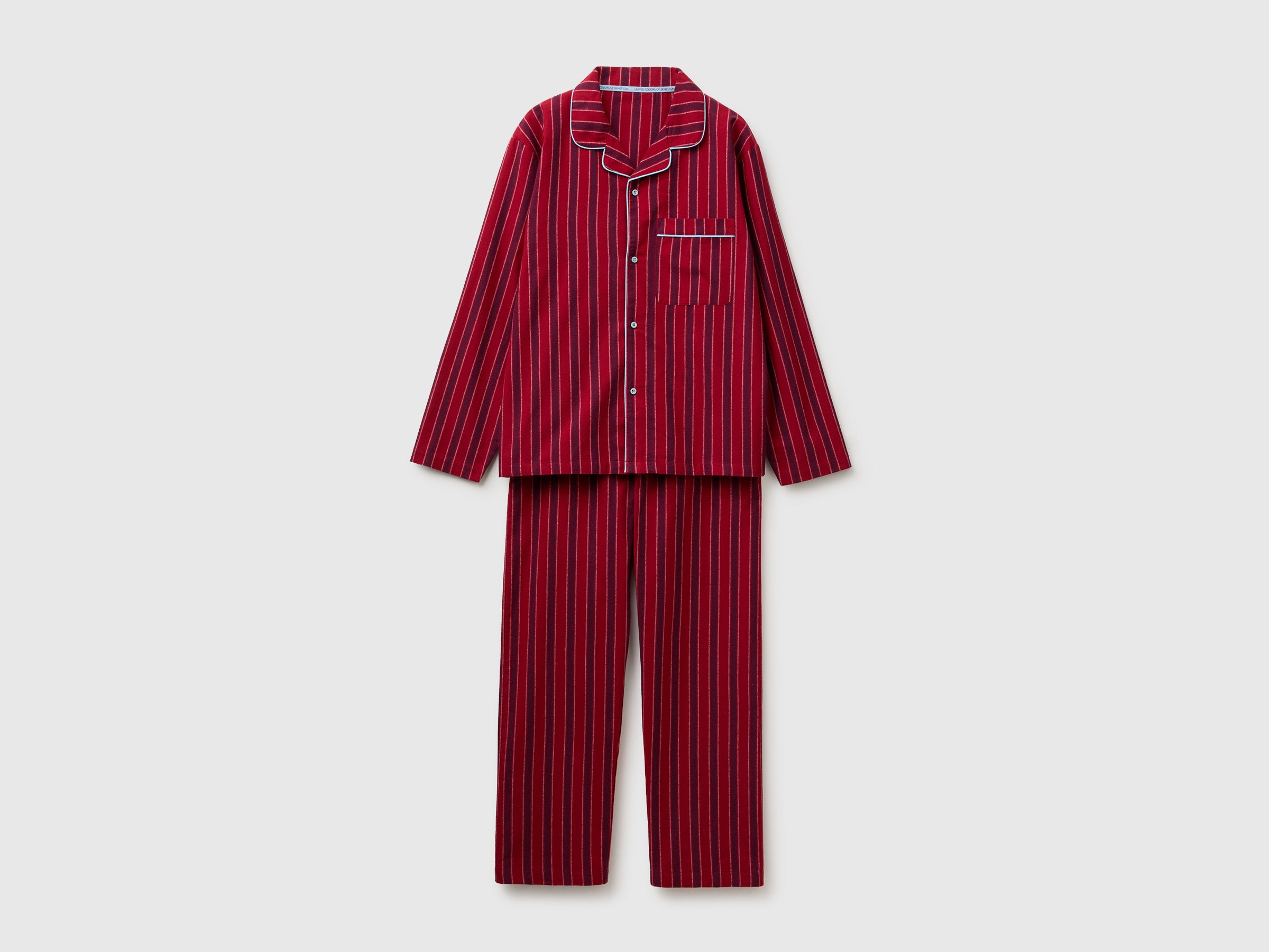 United Colors of Benetton Pigiama flanella righe cotone aperto