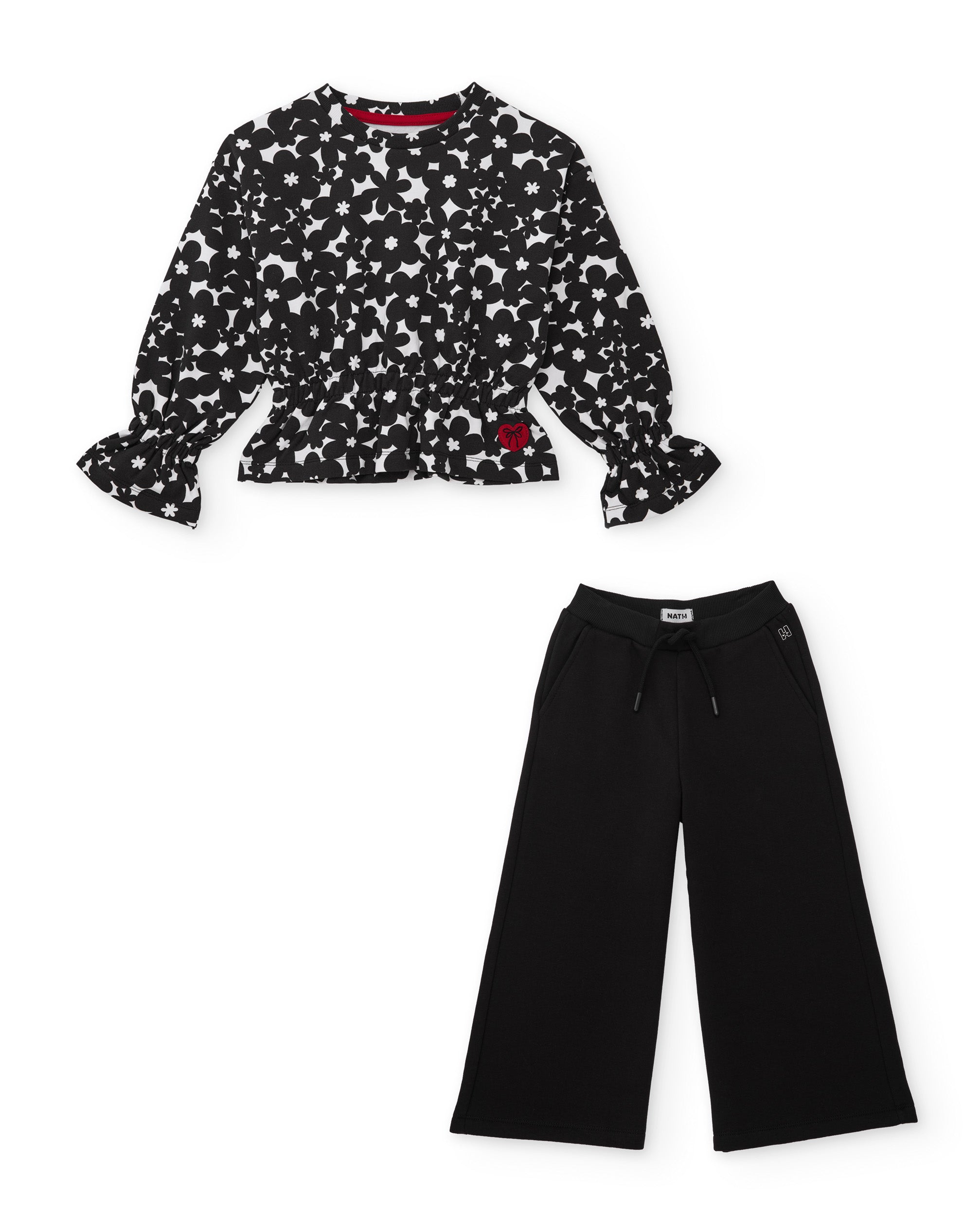 TucTuc Completi tuta bambina fiori nero