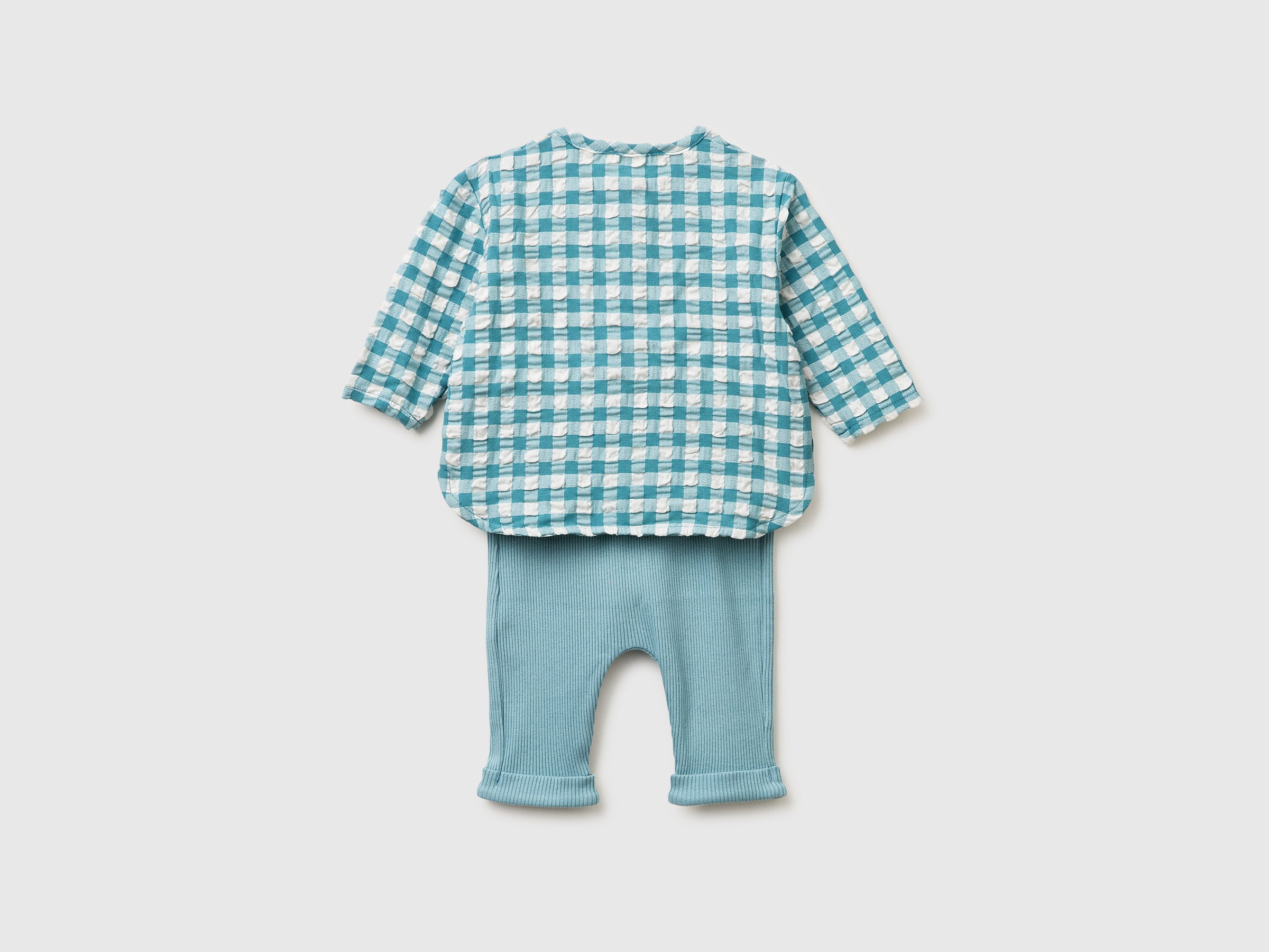 United Colors of Benetton Set camicia quadri+pantaloni neonato 68