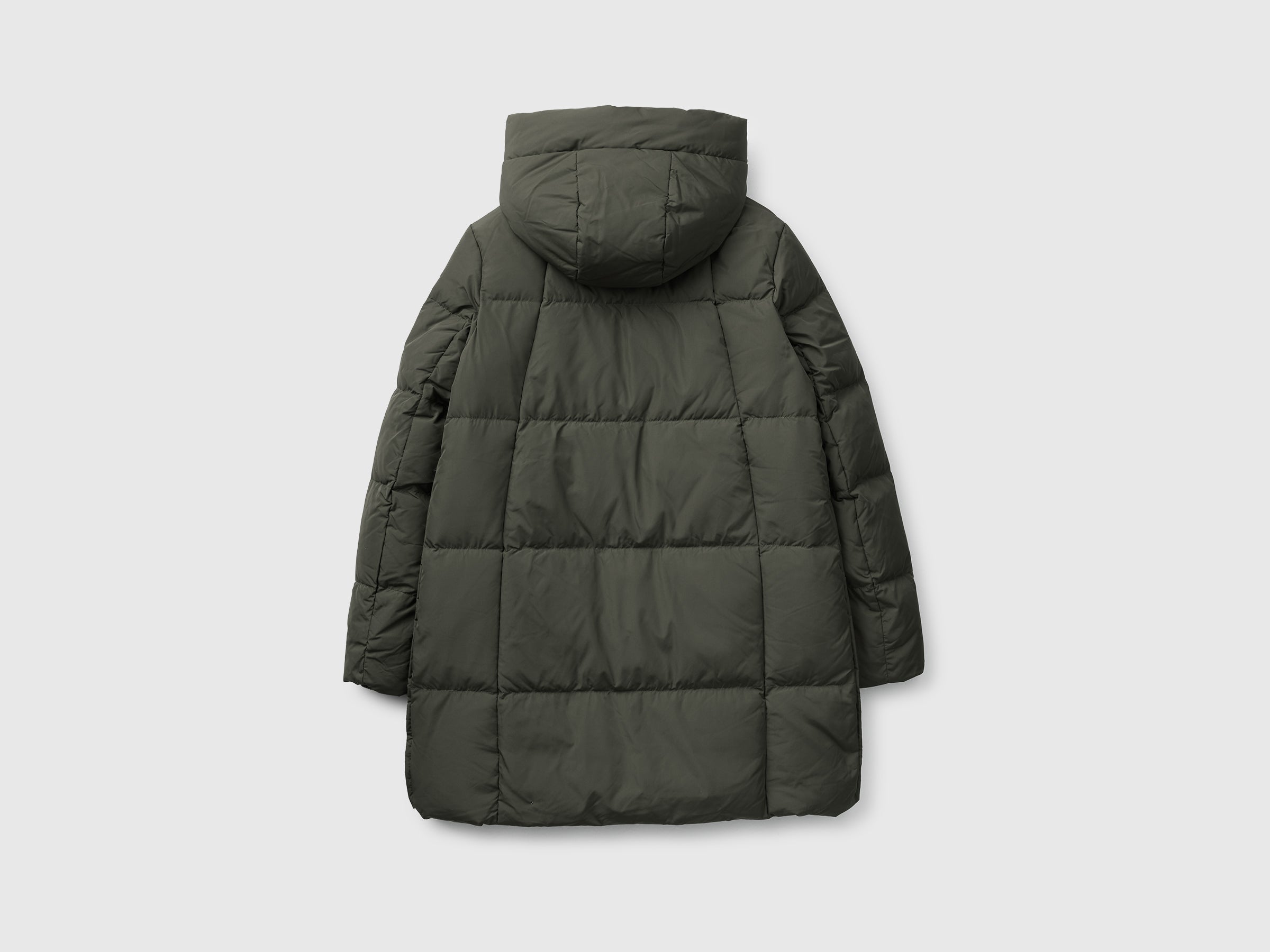 Benetton Piumino Midi Cappuccio Imbottito Riciclato