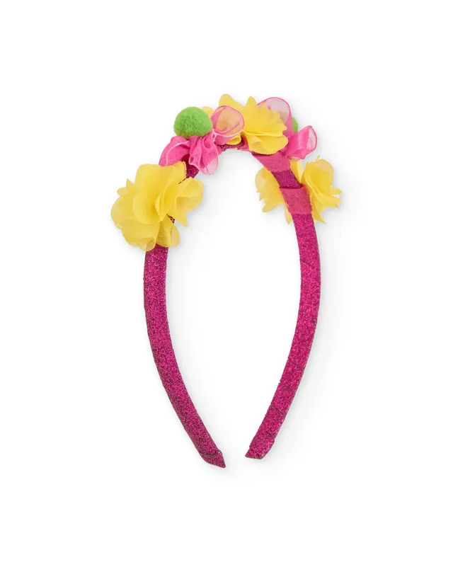 TucTuc Accessori Cerchietto bambina rosa fiori glitter