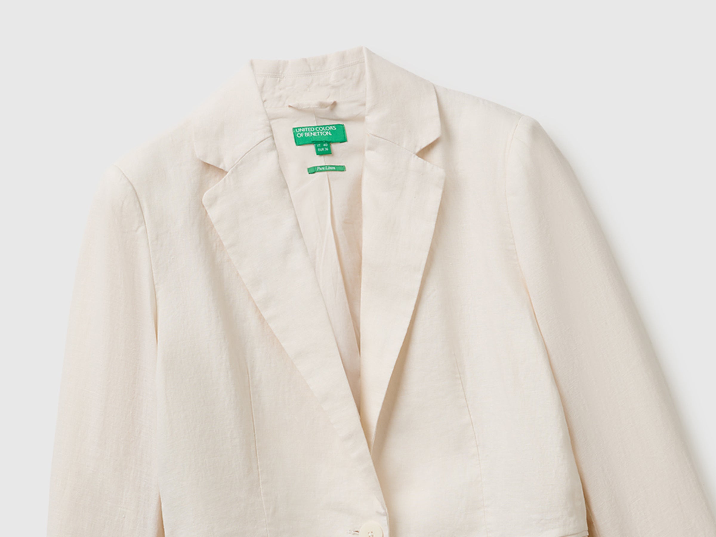 Benetton Blazer Lino Puro Monopetto Leggero