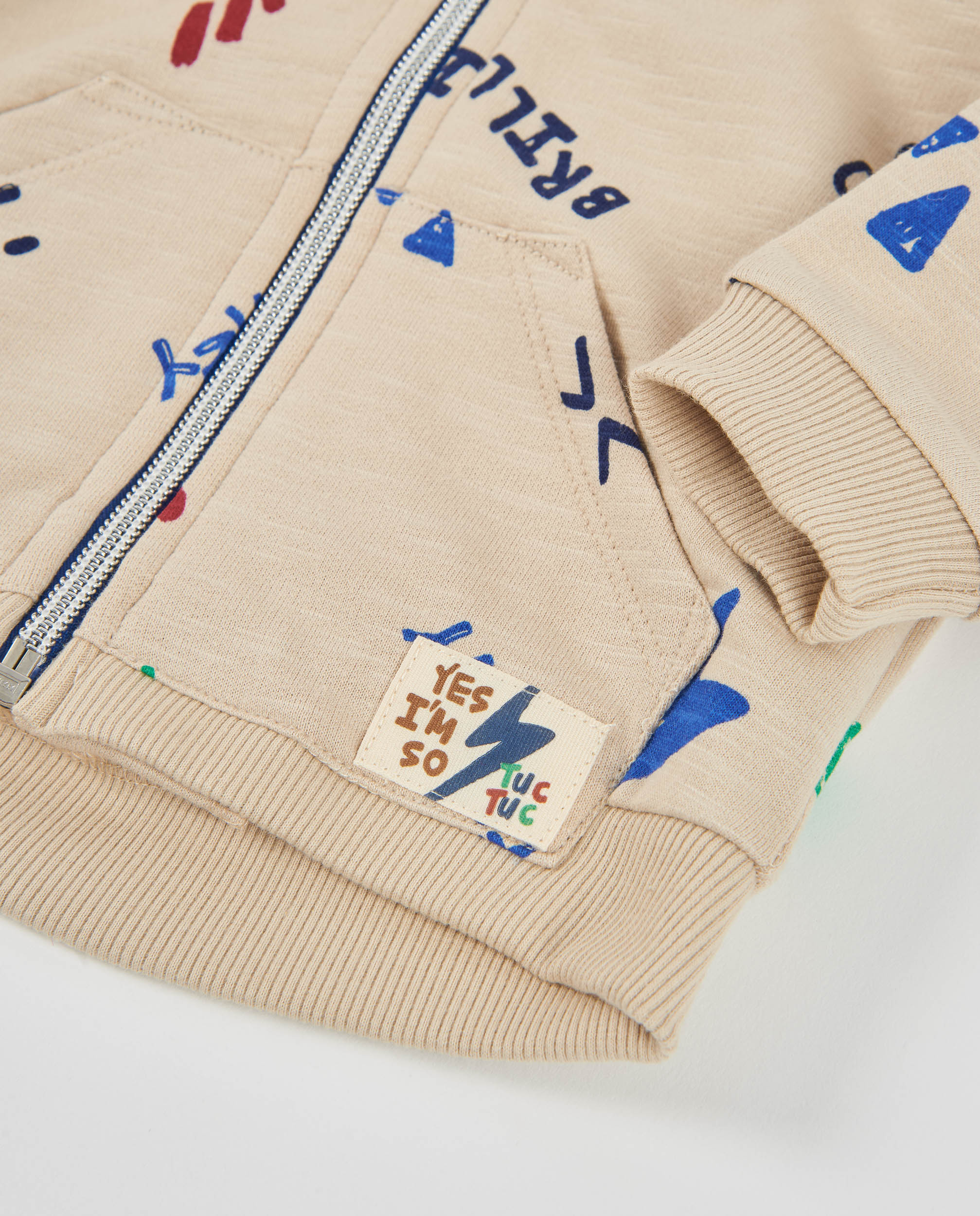 TucTuc Felpe giacca felpa bambino beige cappuccio zip