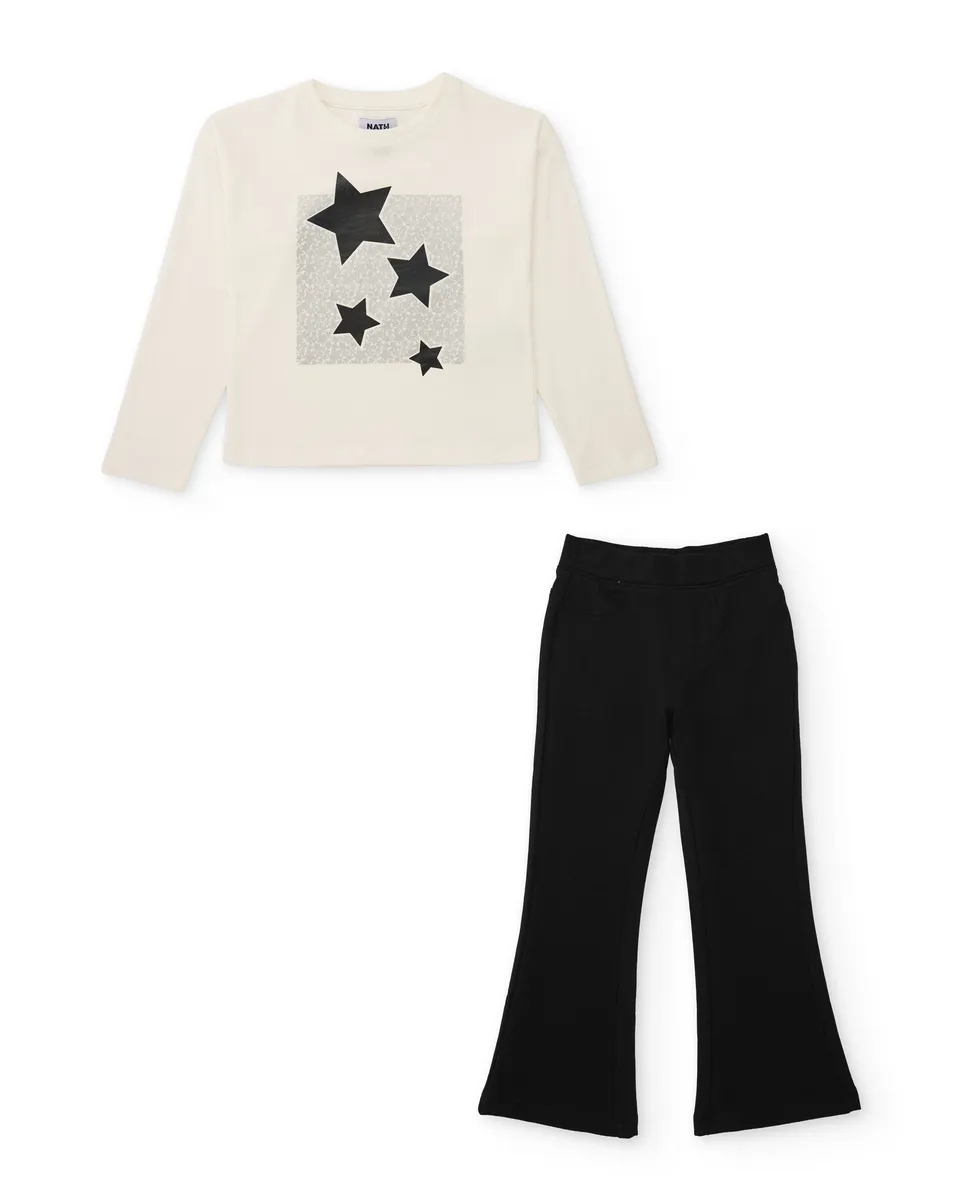 TucTuc Completi Stelle Completo Bimba Bianco Maglia+Leggings
