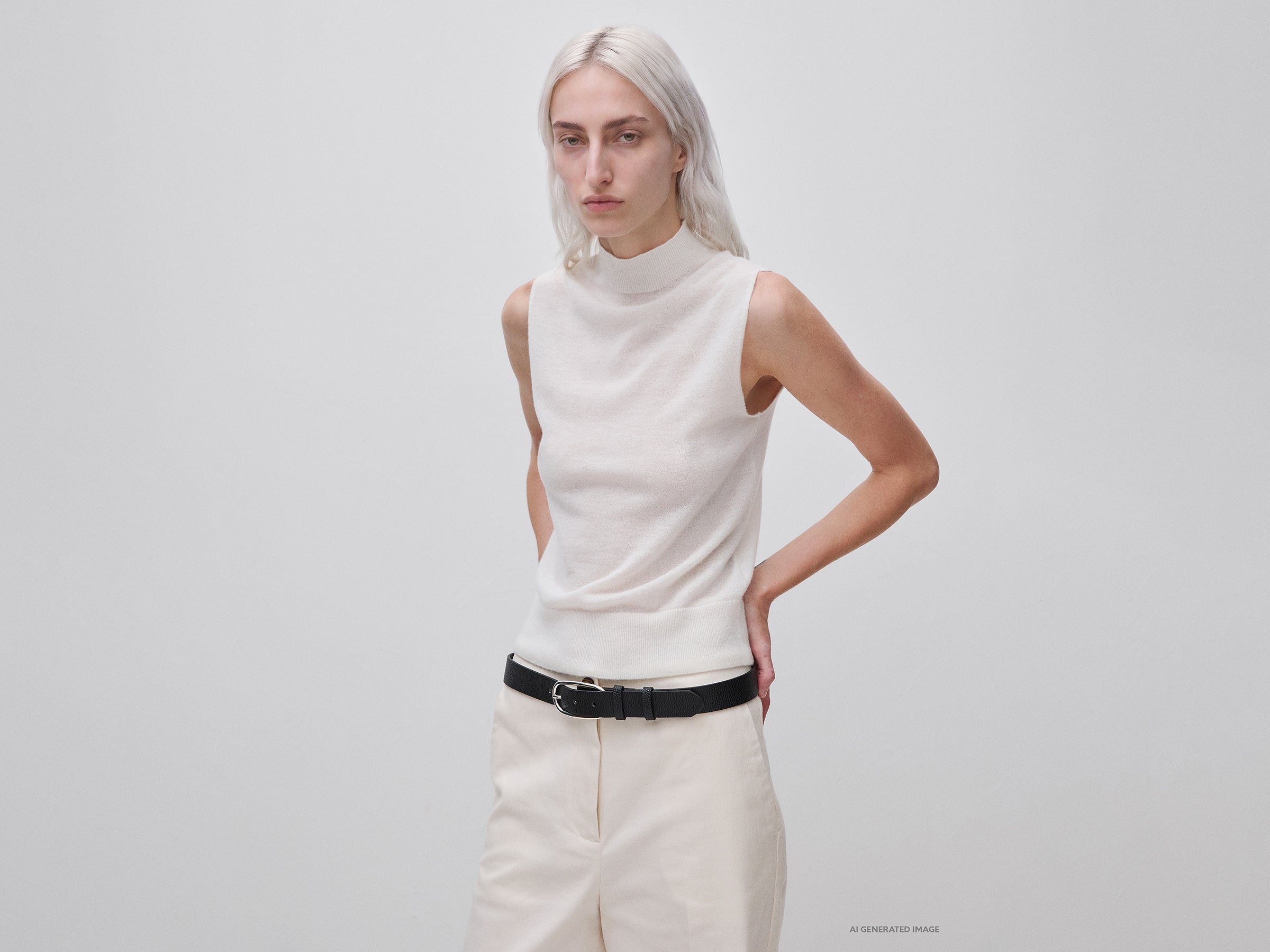 United Colors of Benetton maglione lana leggera smanicato collo alto