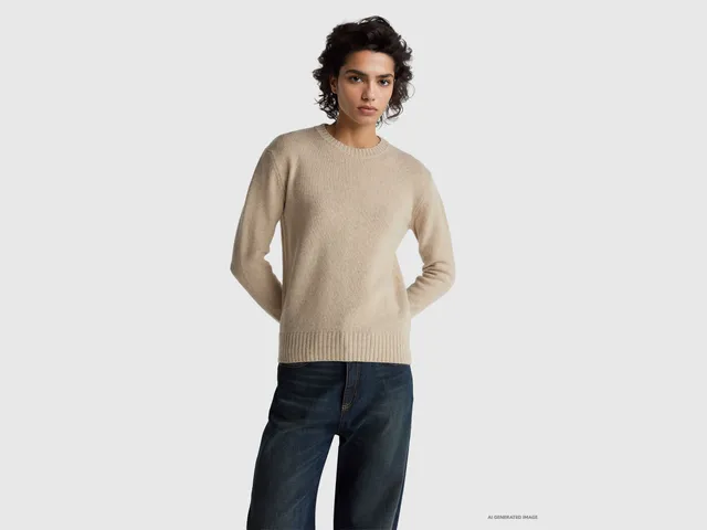 United Colors of Benetton Maglione Girocollo Lana Shetland 100%