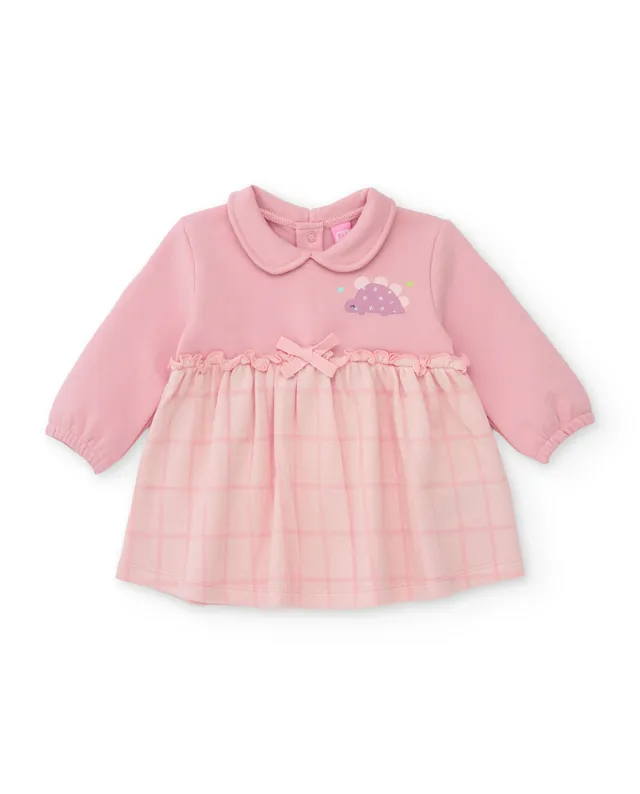 TucTuc Vestiti vestito felpa neonata rosa dinosauro