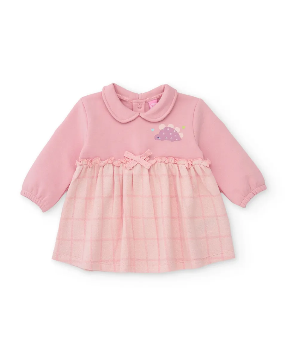 TucTuc Vestiti vestito felpa neonata rosa dinosauro