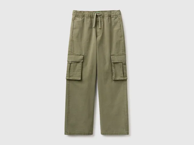 United Colors of Benetton cargo pantaloni tela cotone coulisse