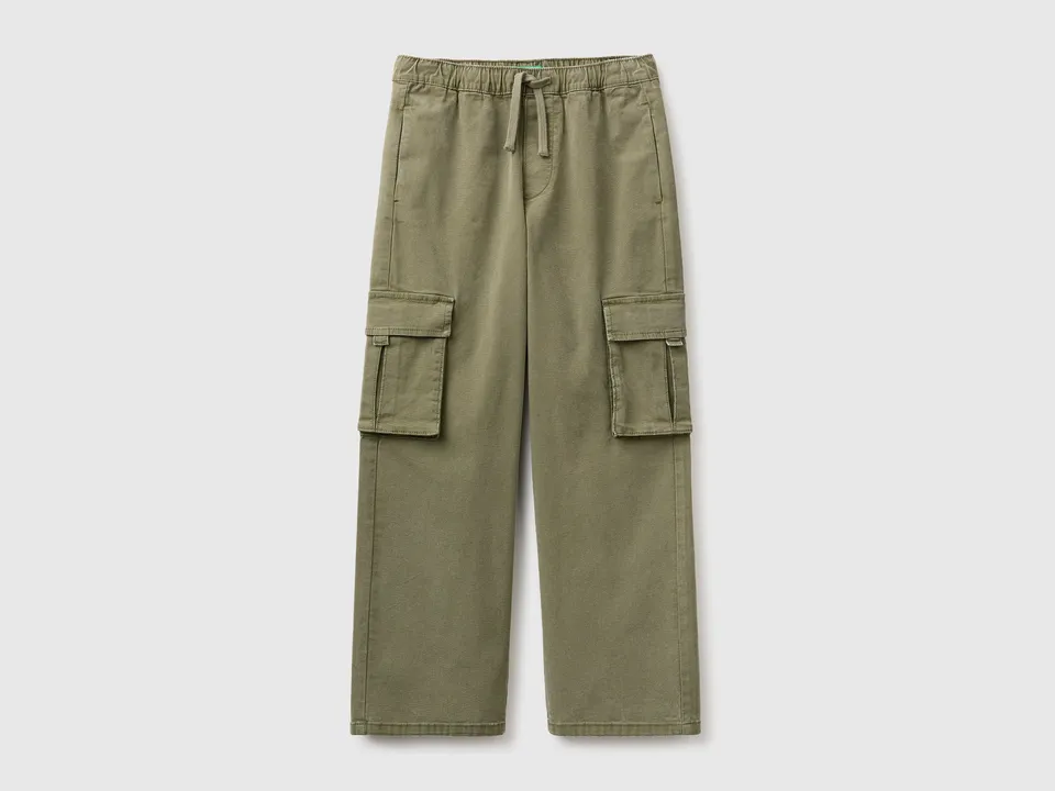 United Colors of Benetton cargo pantaloni tela cotone coulisse