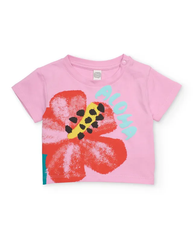 TucTuc Magliette T-shirt bambina rosa maxi stampa floreale