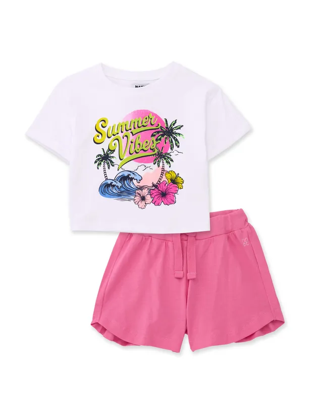 TucTuc Completi Tropicale Completo Bambina Bianco 2 Pezzi