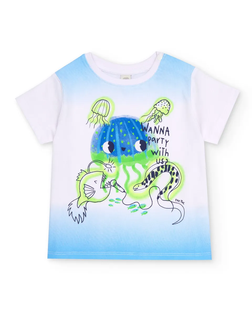 TucTuc Magliette T-shirt Degradé Bianca Neonato
