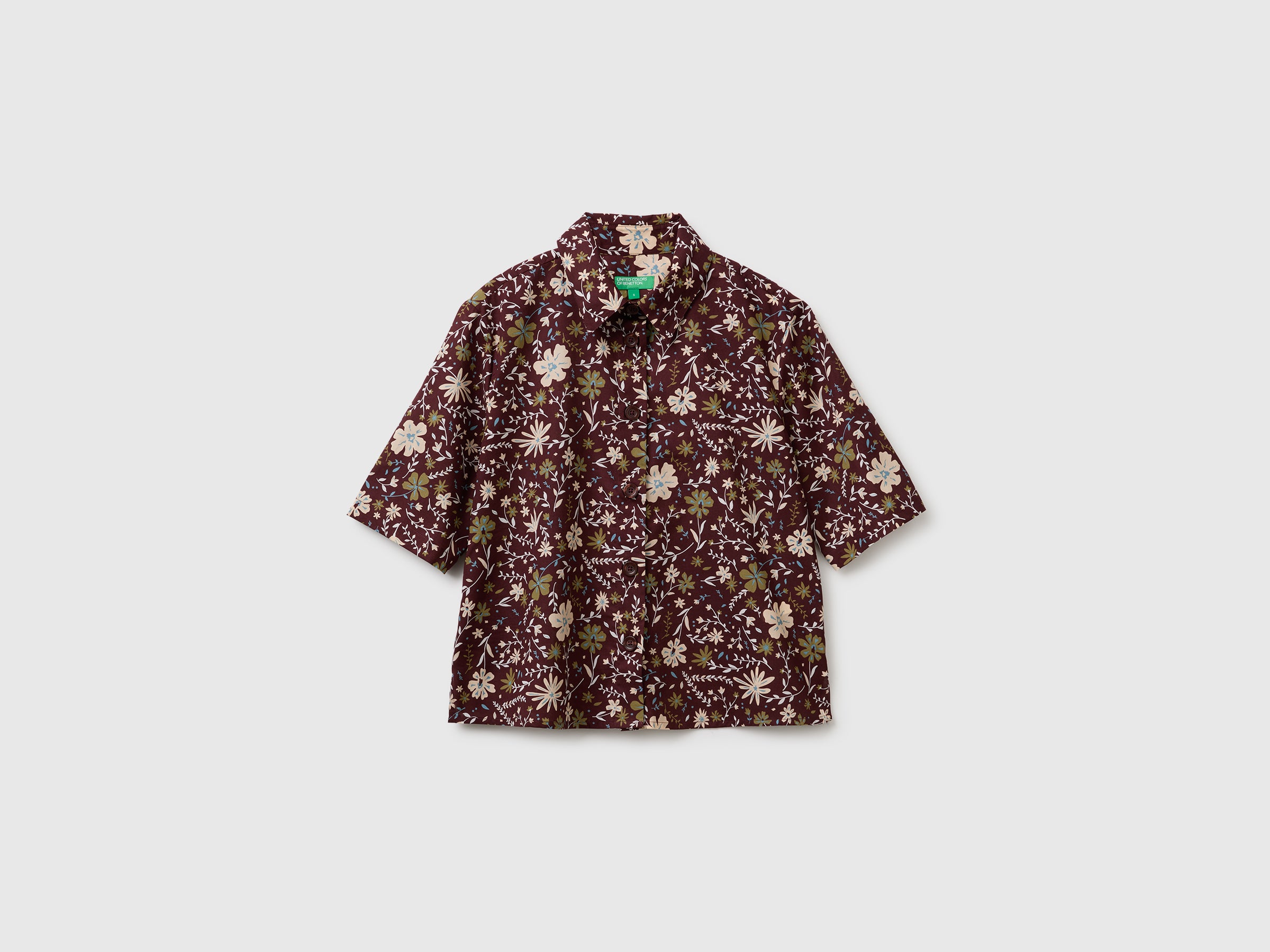 Benetton Camicia Fantasia Cotone Maniche 3/4 Taglia M