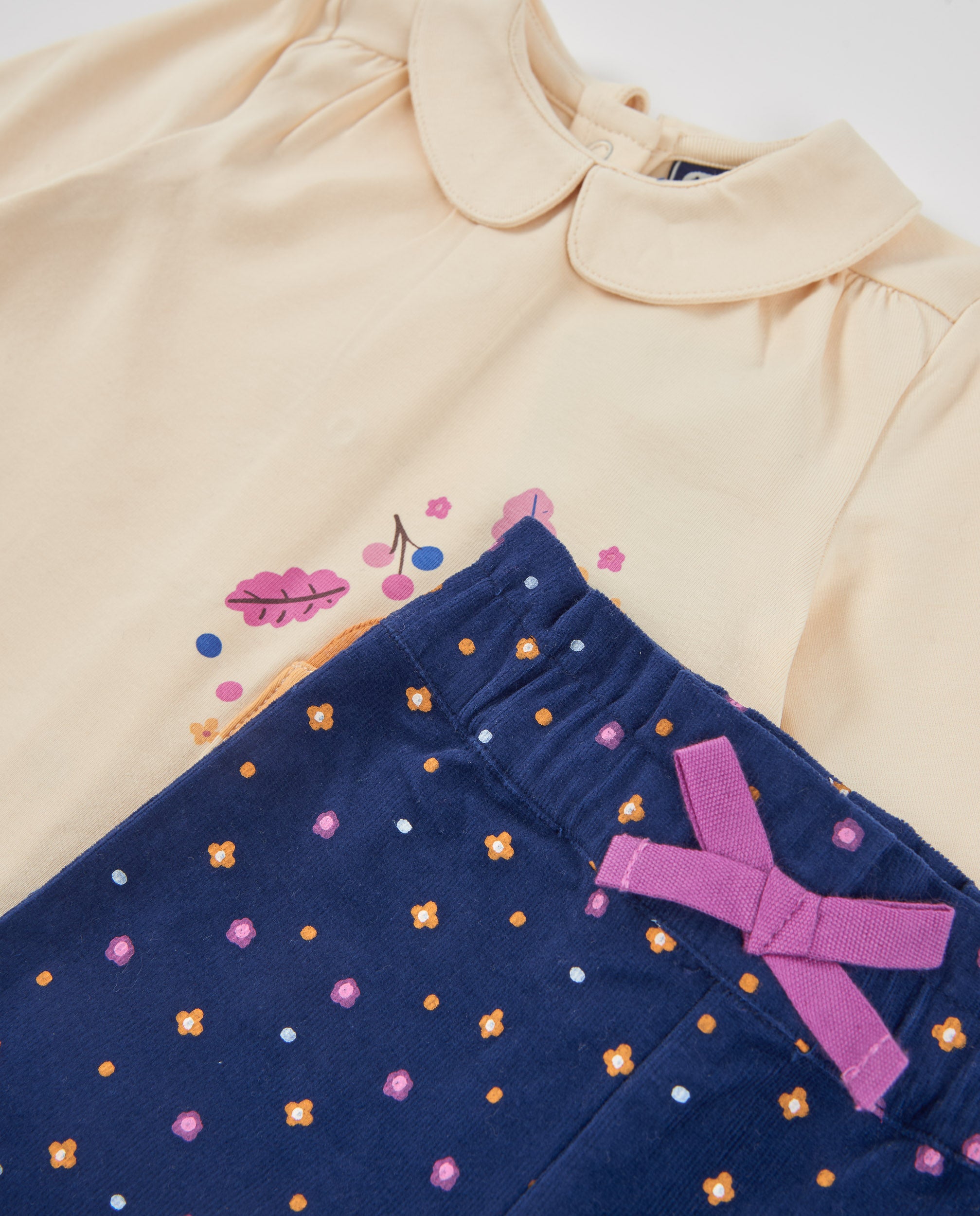 TucTuc Completi Completo Neonata Crudo Pois 2 Pezzi