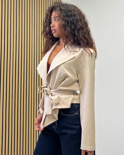 Sottosopra gm10 giacca donna marrone collo revers aperta