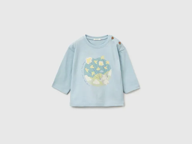 United Colors of Benetton Maglietta Neonato Cotone Bio con Patch