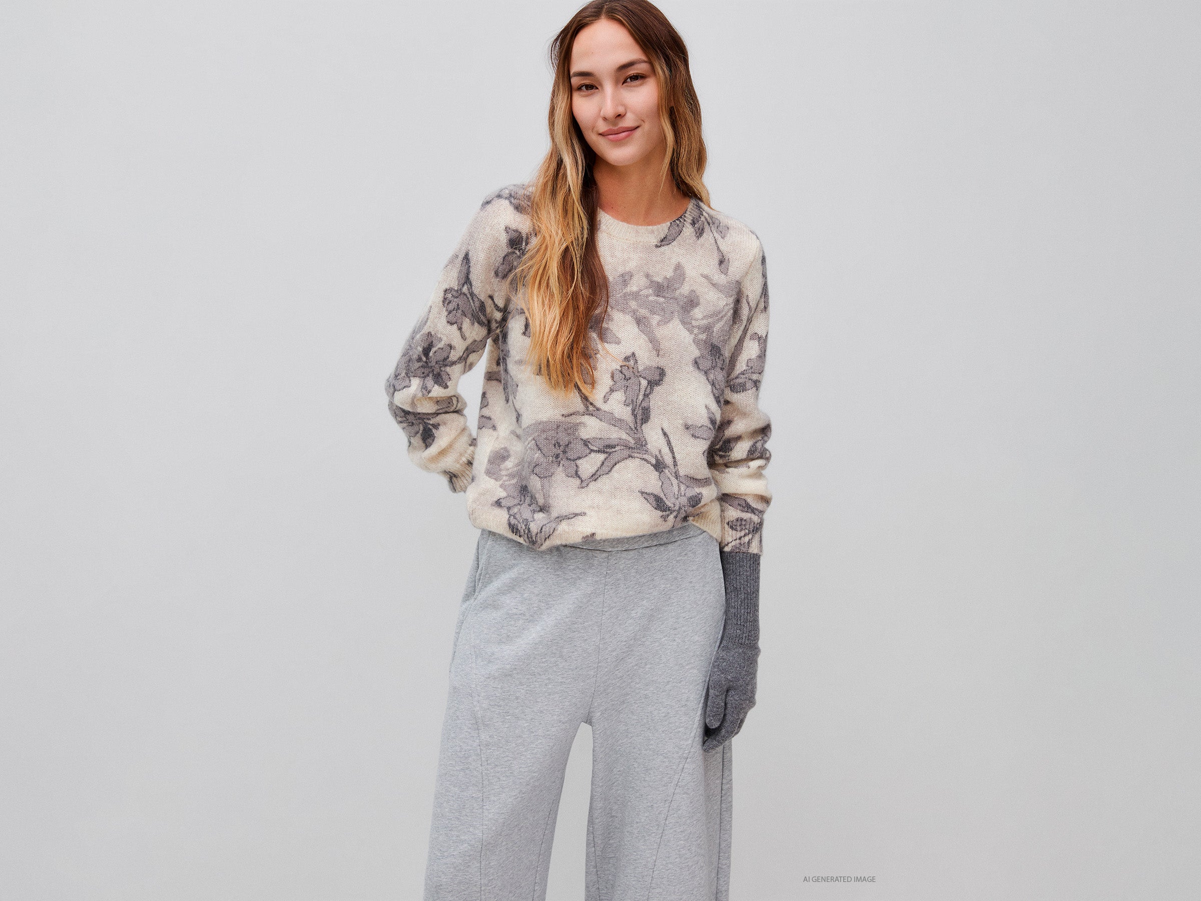 United Colors of Benetton Maglione mohair fiori M lana calda