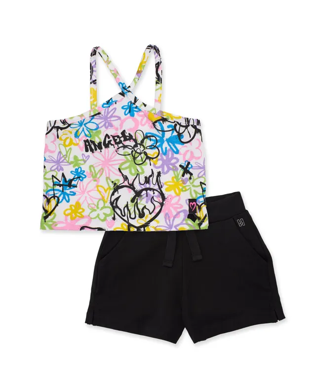 TucTuc Completi completo bambina bianco top+short graffiti