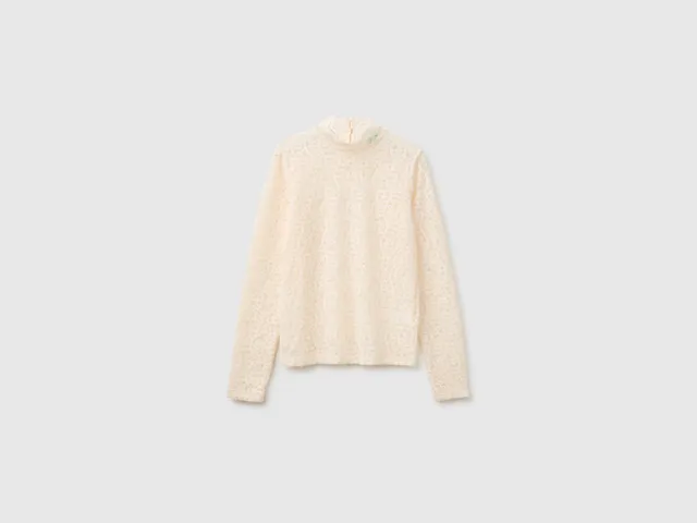 United Colors of Benetton camicetta pizzo collo alto taglia M