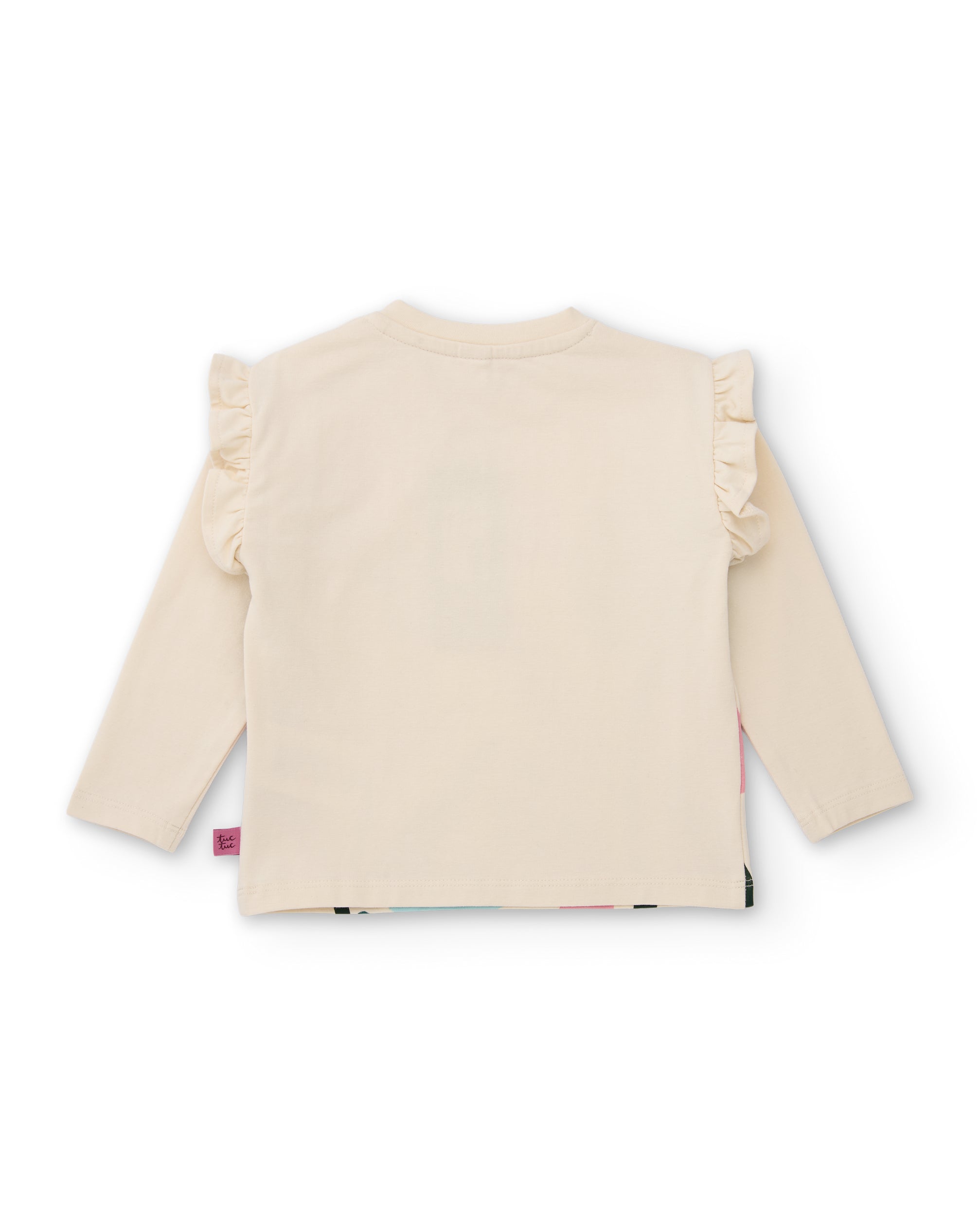 TucTuc Magliette Maglietta bambina ecrù fiori volant cotone