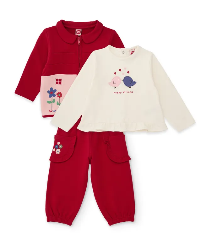 TucTuc Completi completo neonato rosso cerniera felpa 3 pezzi