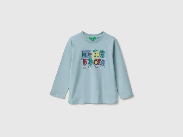 United Colors of Benetton t-shirt bimbo 104 cotone bio manica lunga
