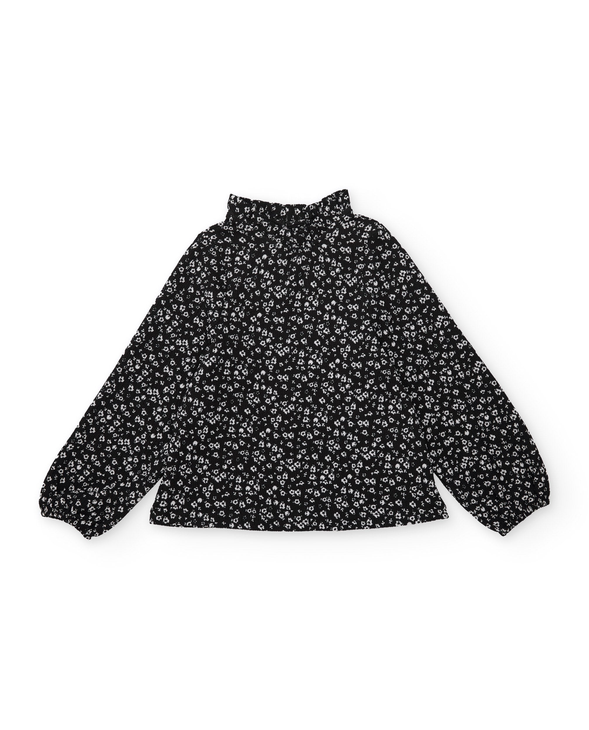 TucTuc Camicette blusa bambina nero floreale collo alto