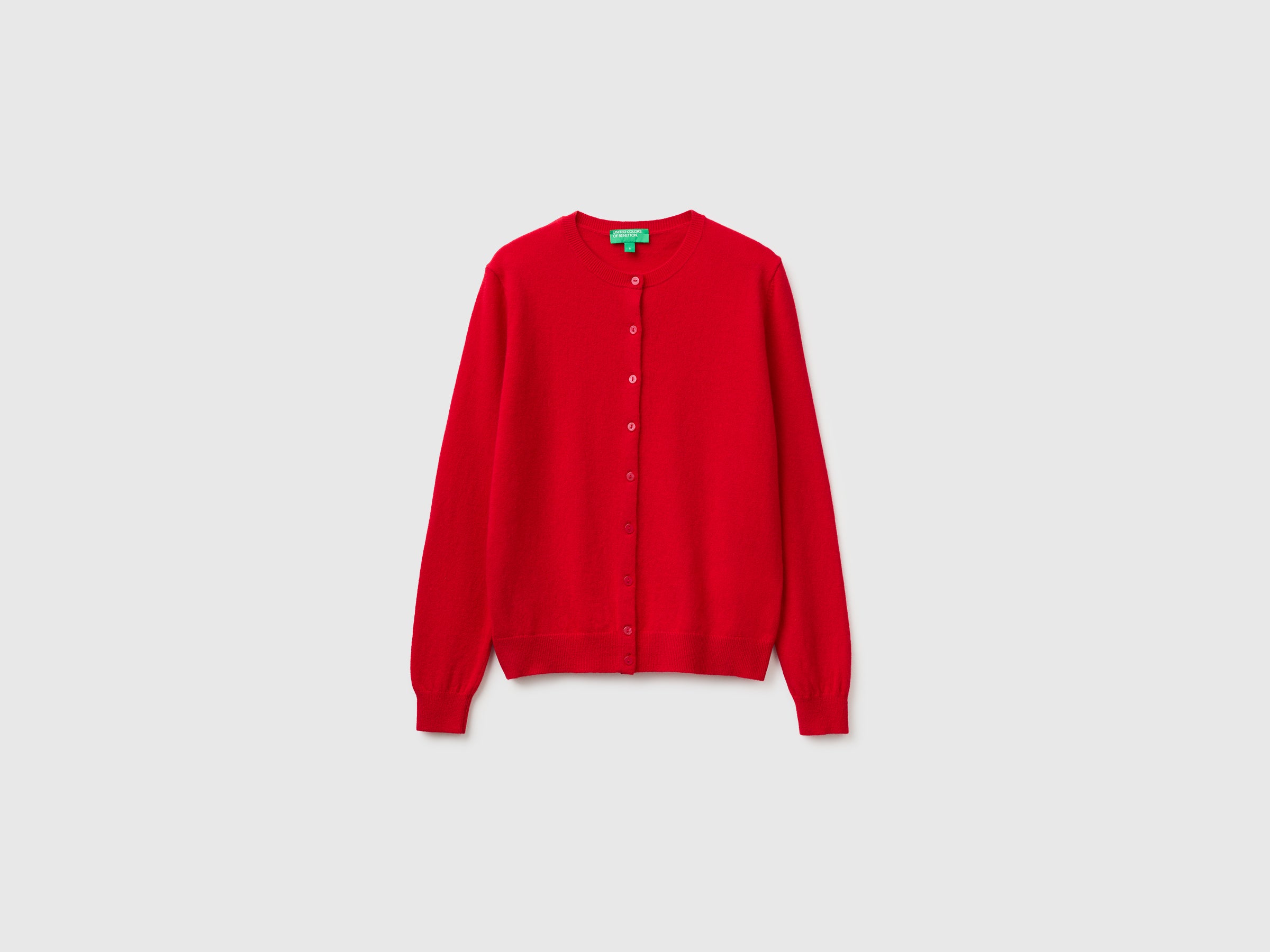United Colors of Benetton cardigan lana merino rosso taglia M