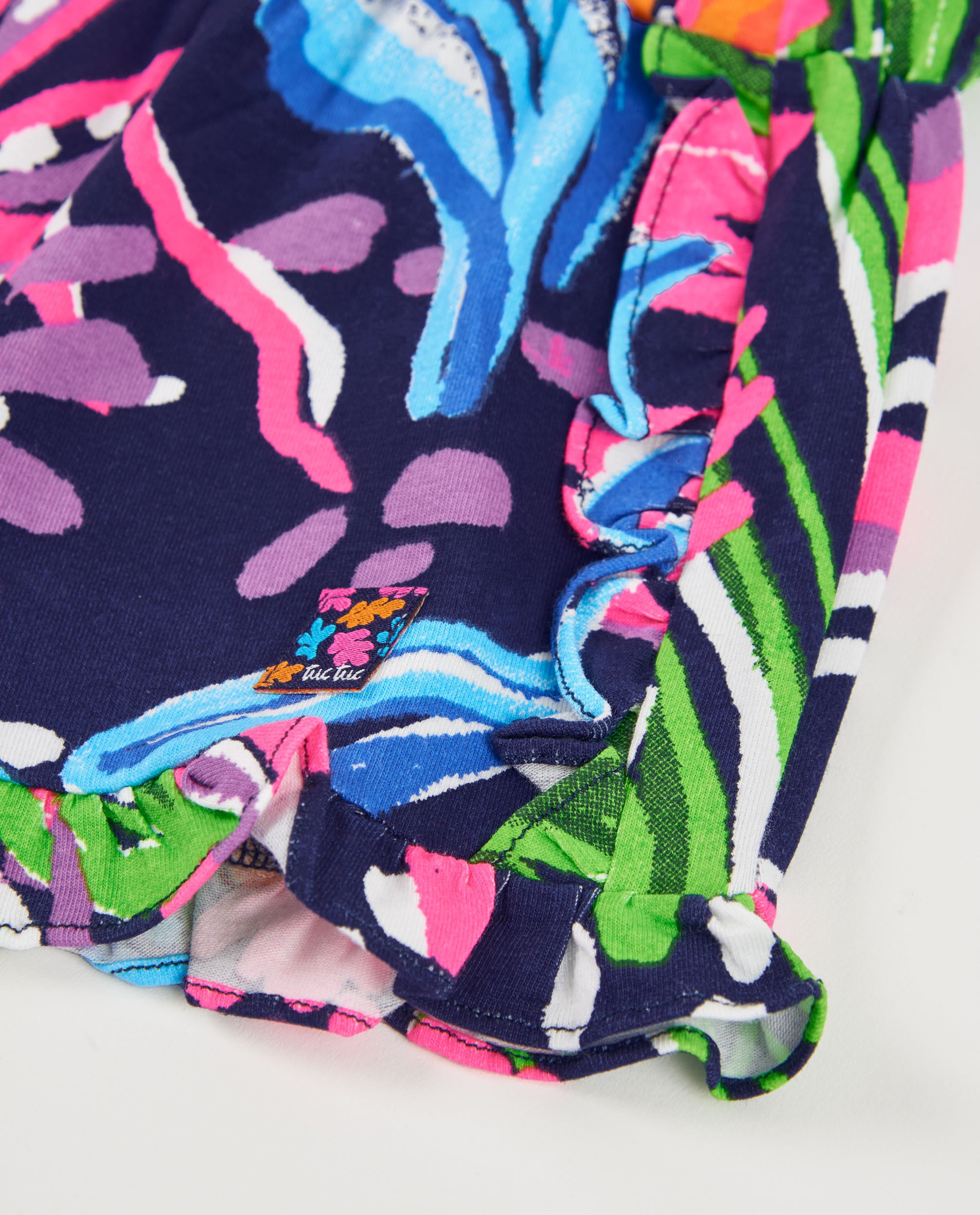 TucTuc Bermuda short bambina navy stampa marina volant