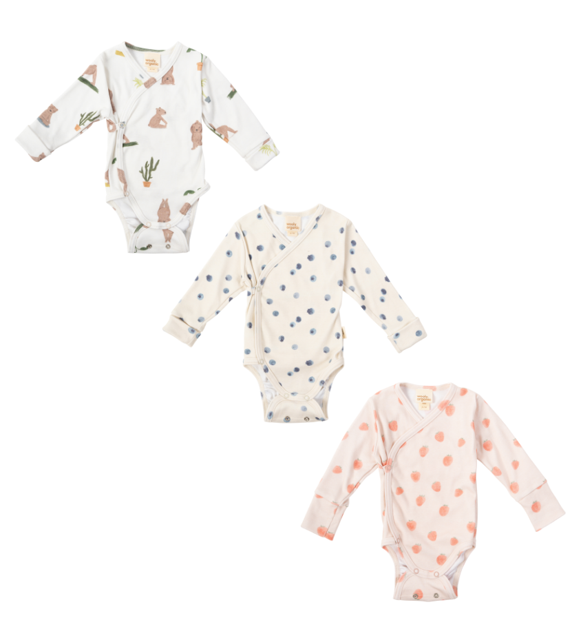 Woolly Organic Longsleeve Wrap body neonato in cotone bio