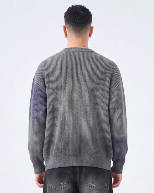Sottosopra ANW86428 pullover coste macchiato grigio M