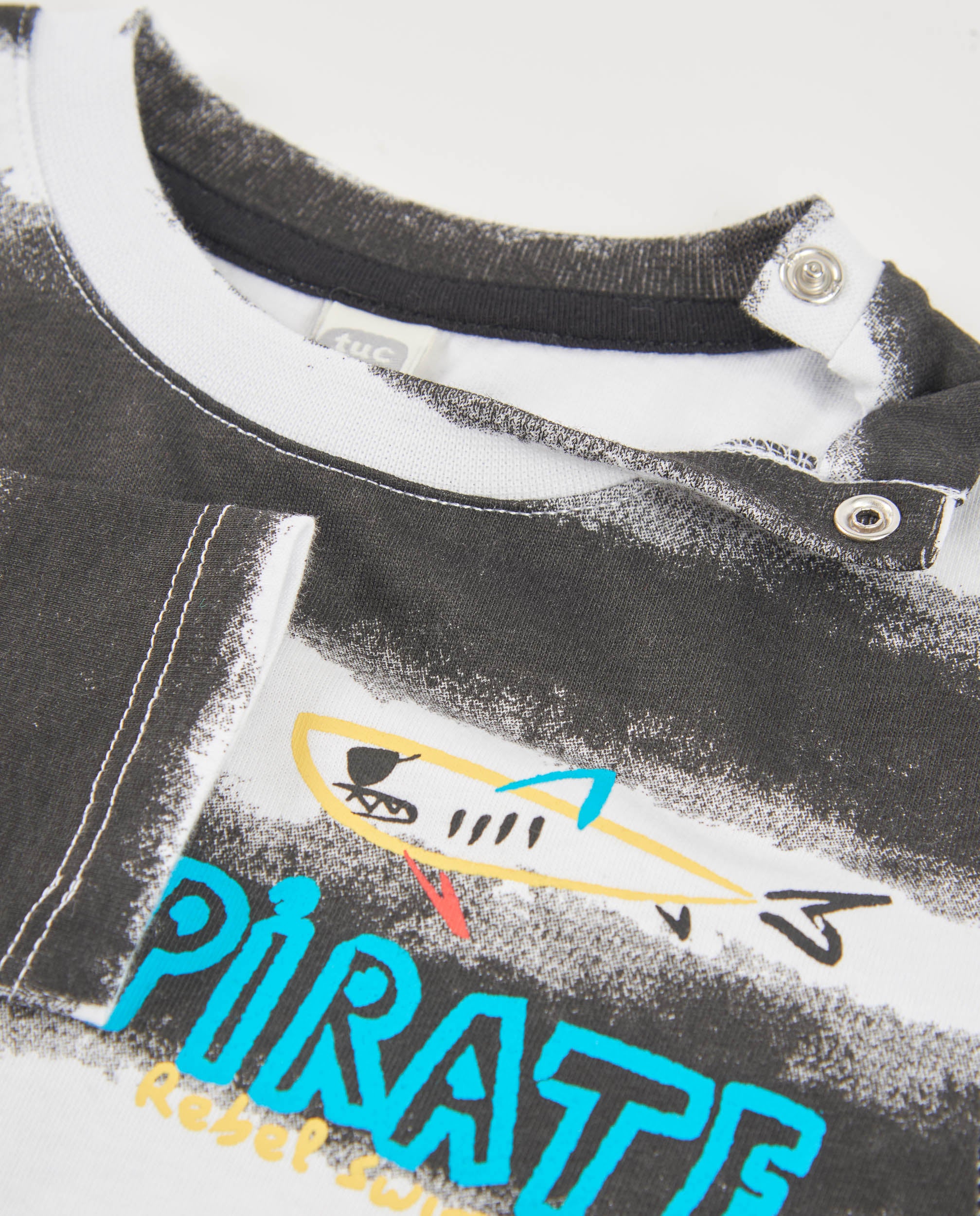 TucTuc Magliette T-shirt bambino nera righe pirata