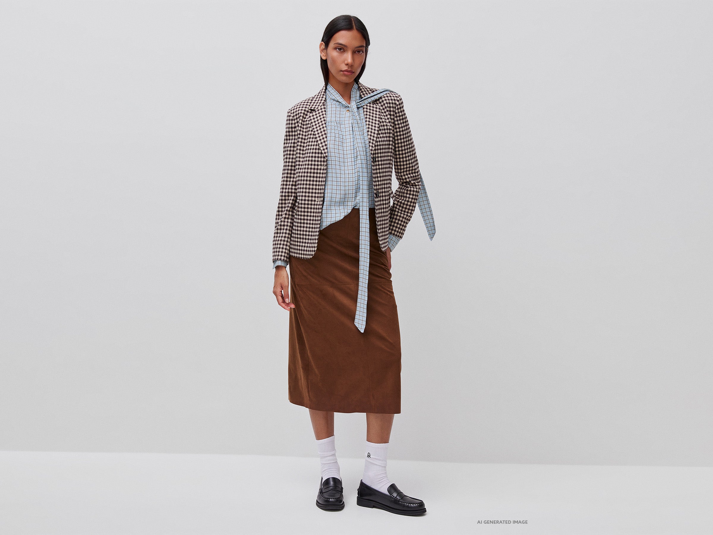 United Colors of Benetton Gonna Midi Effetto Camoscio Donna